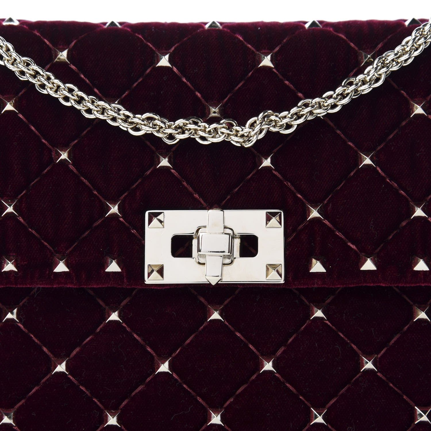 Valentino Garavani Velvet Medium Rockstud Spike Shoulder Bag Rubino 9 of 9