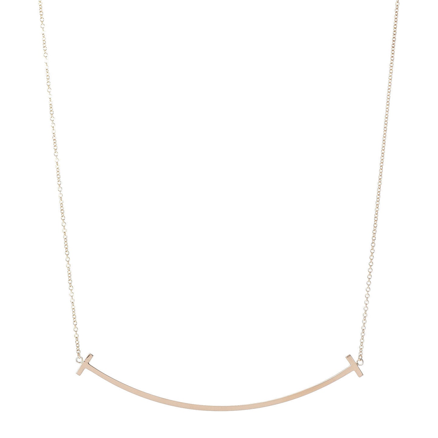 18K Rose Gold Large T Smile Pendant Necklace