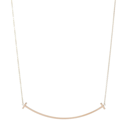 Tiffany 18K Rose Gold Large T Smile Pendant Necklace 1 of 6