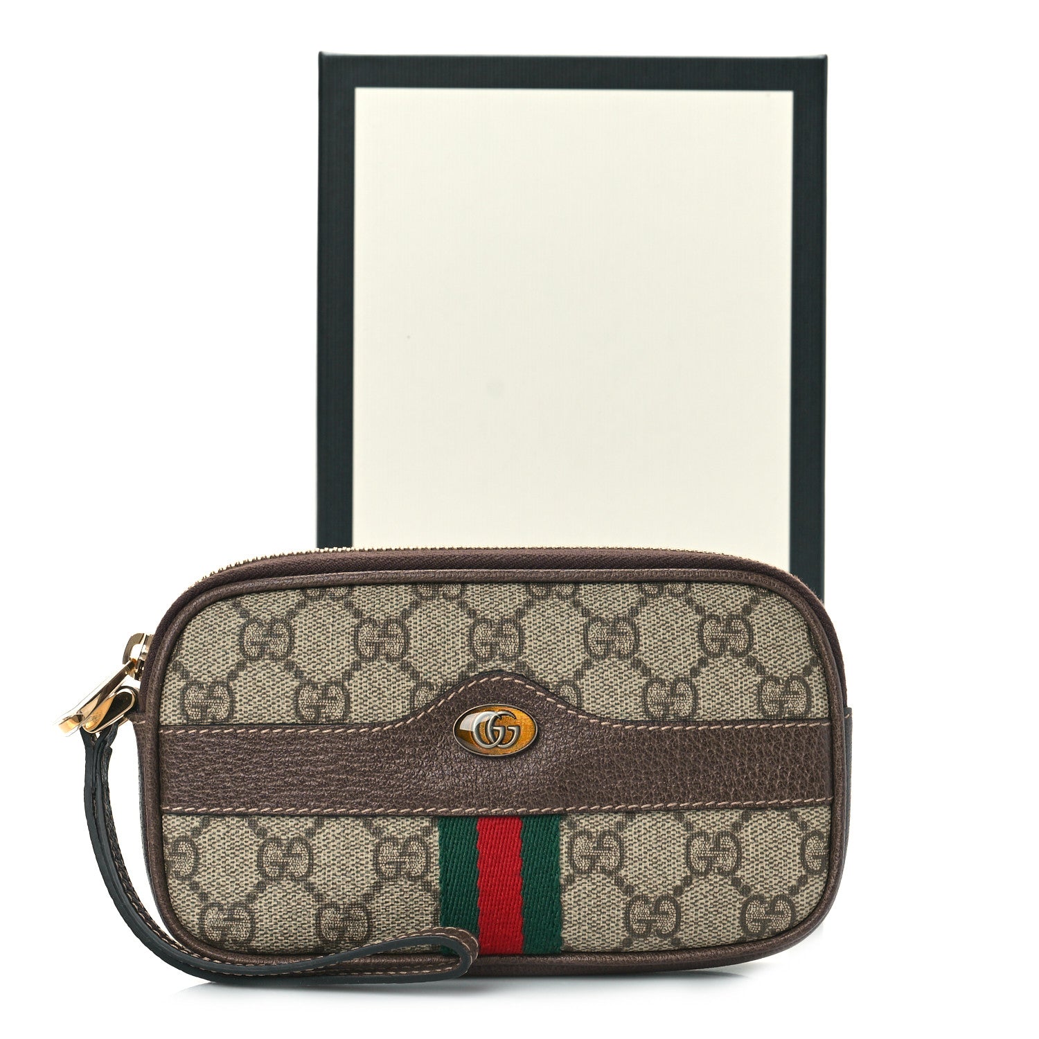 Gucci GG Supreme Monogram Ophidia Phone Case Wristlet Brown 9 of 9