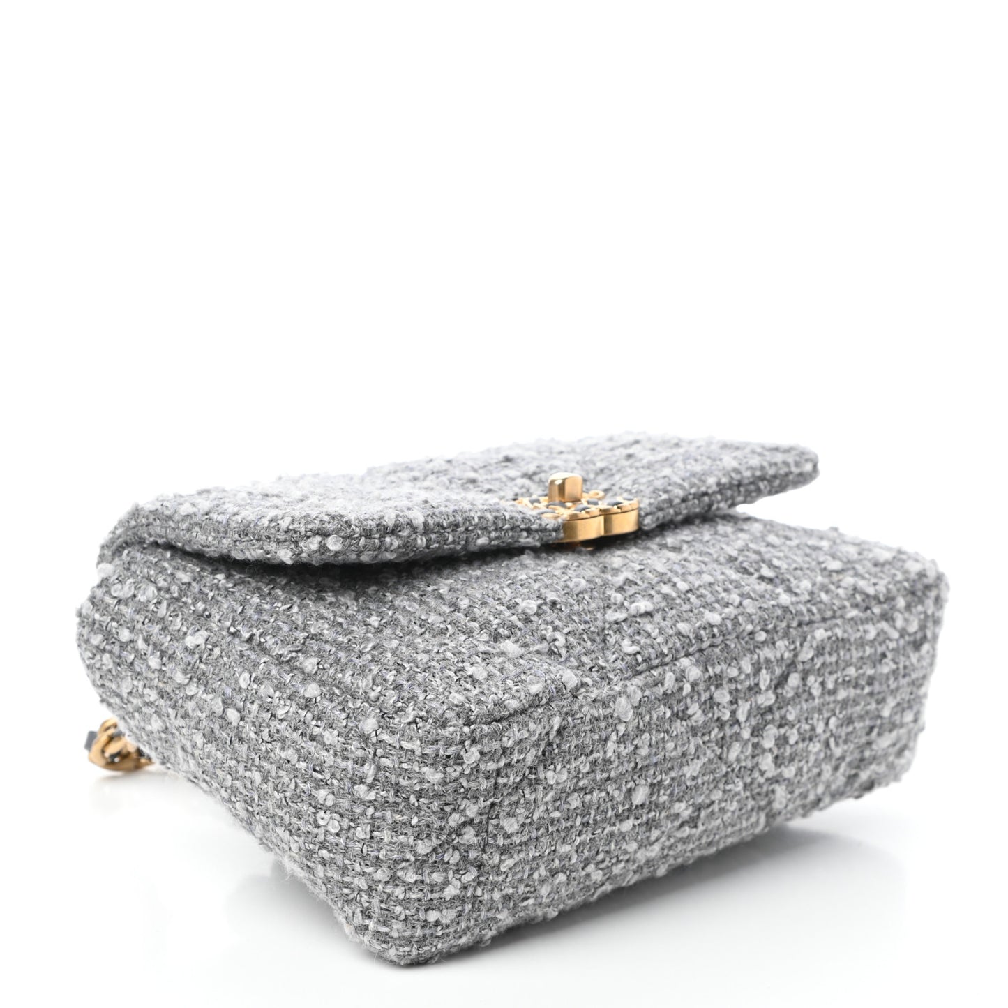 Tweed Quilted Medium Chanel 19 Flap Grey