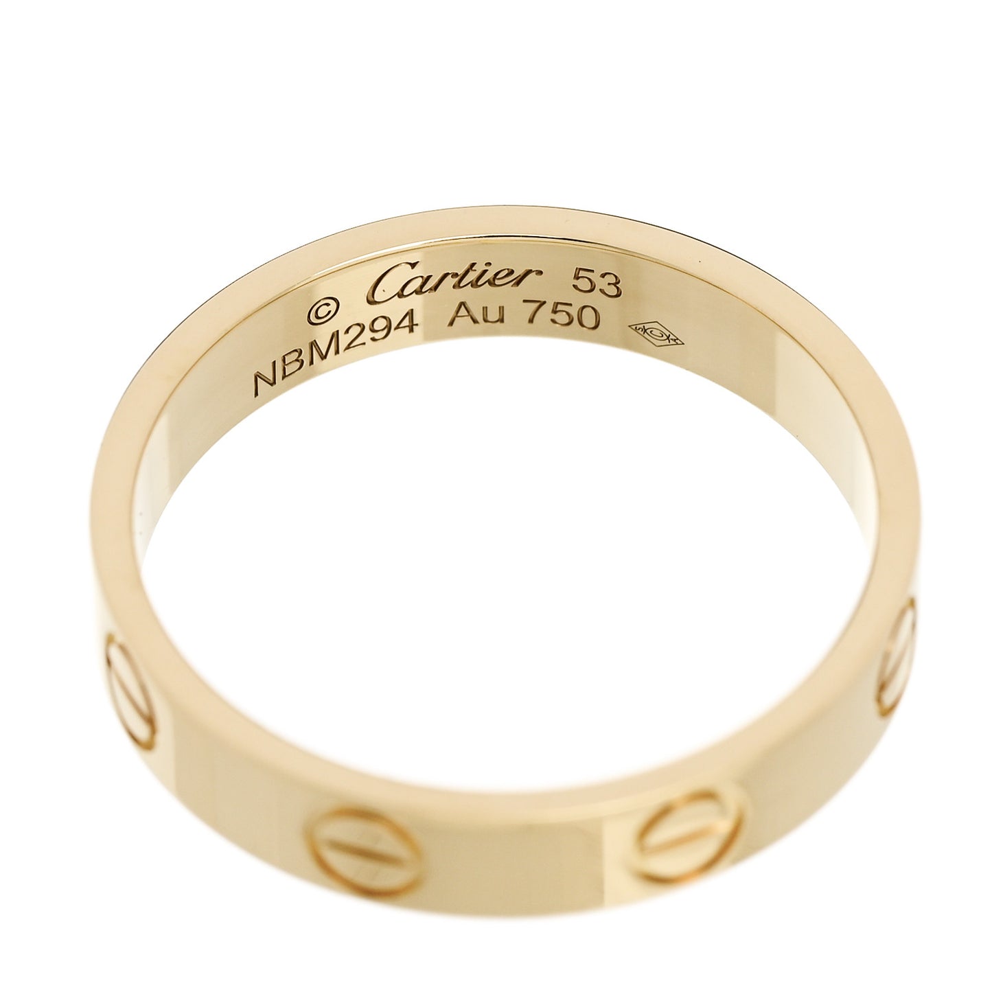 18K Yellow Gold 3.5mm LOVE Wedding Band Ring 53 6.5