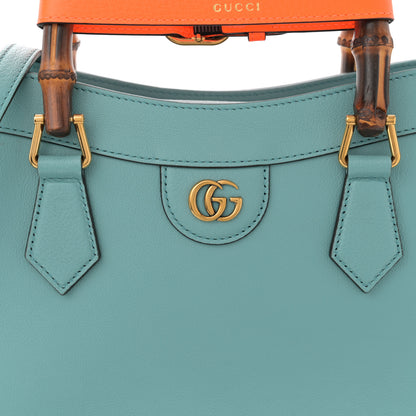 Gucci Wonka Grain Calfskin Medium Diana Tote Bag Dusty Azure Orange Fluo 9 of 13