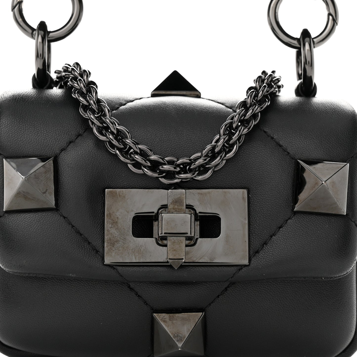 Nappa Monochrome Mini Roman Stud The Shoulder Bag Black