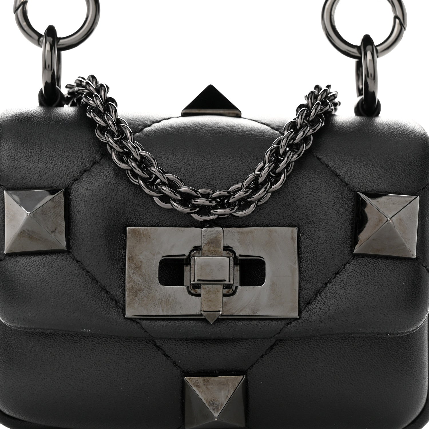 Valentino Garavani Nappa Monochrome Mini Roman Stud The Shoulder Bag Black 7 of 9