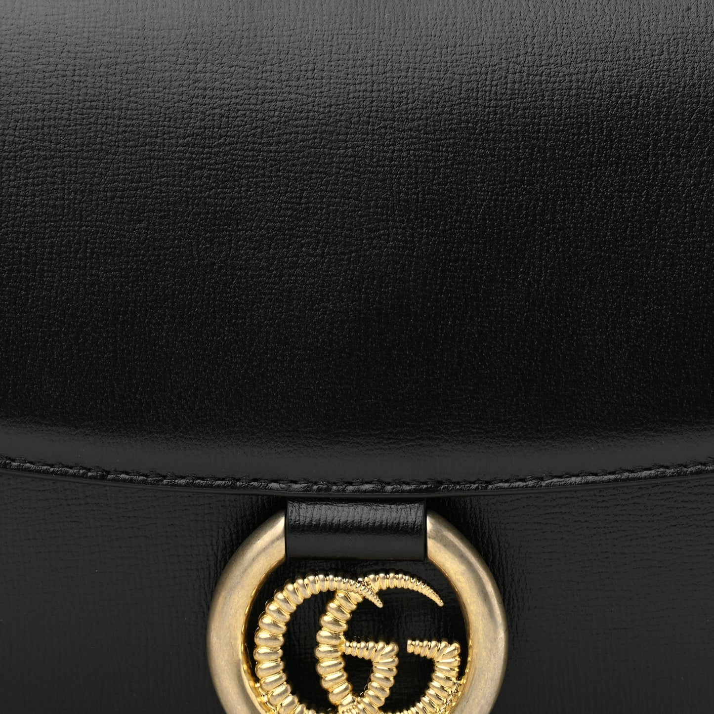 Textured Calfskin Small Torchon GG Ring Shoulder Bag Black