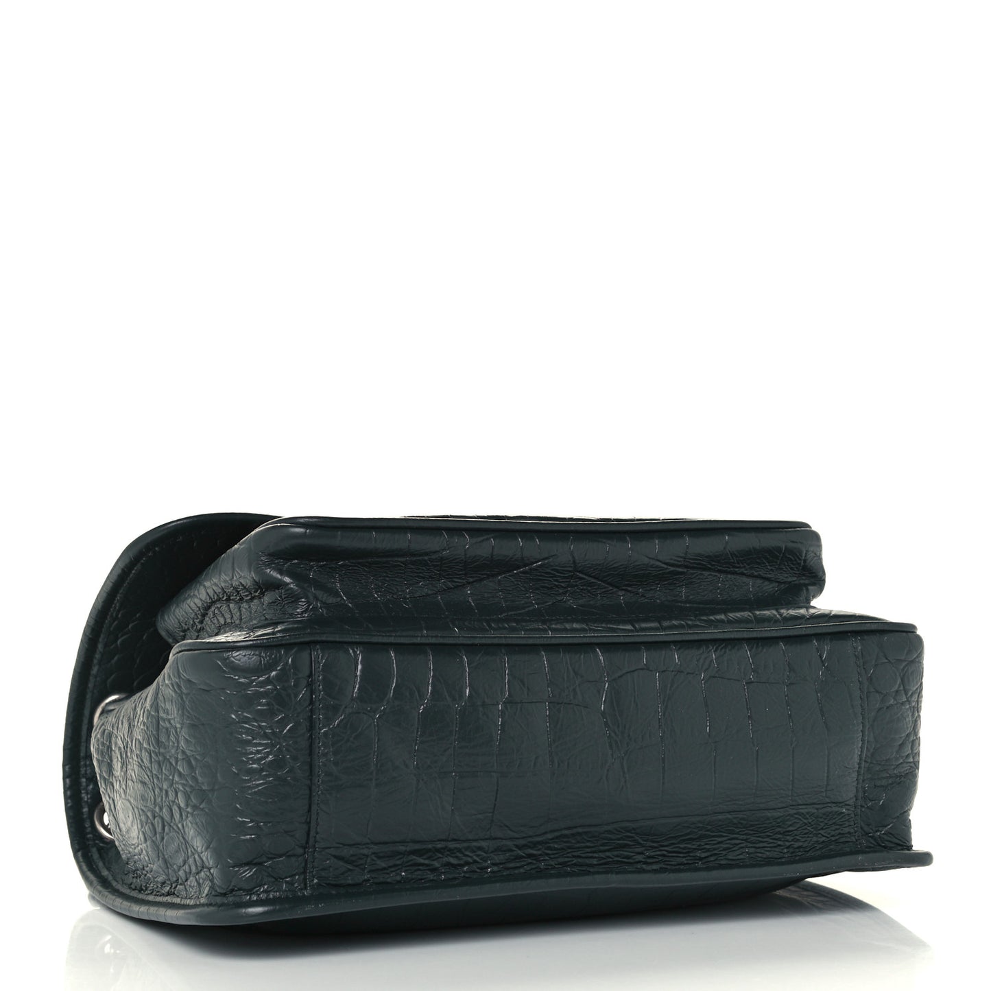 Crocodile Embossed Calfskin Monogram Medium Niki Chain Satchel Algea