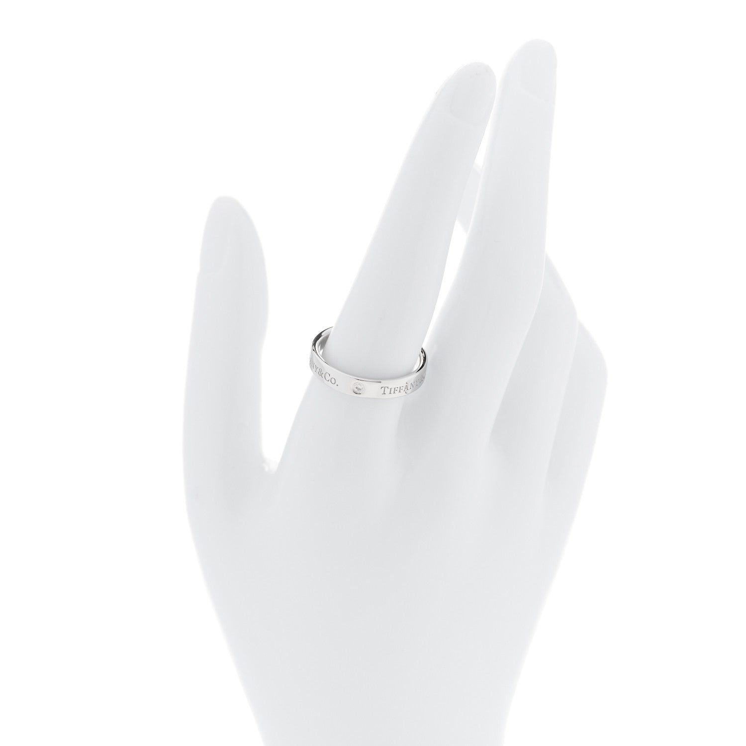 Tiffany Platinum Diamond Logo Band Ring 60 9.25 2 of 5