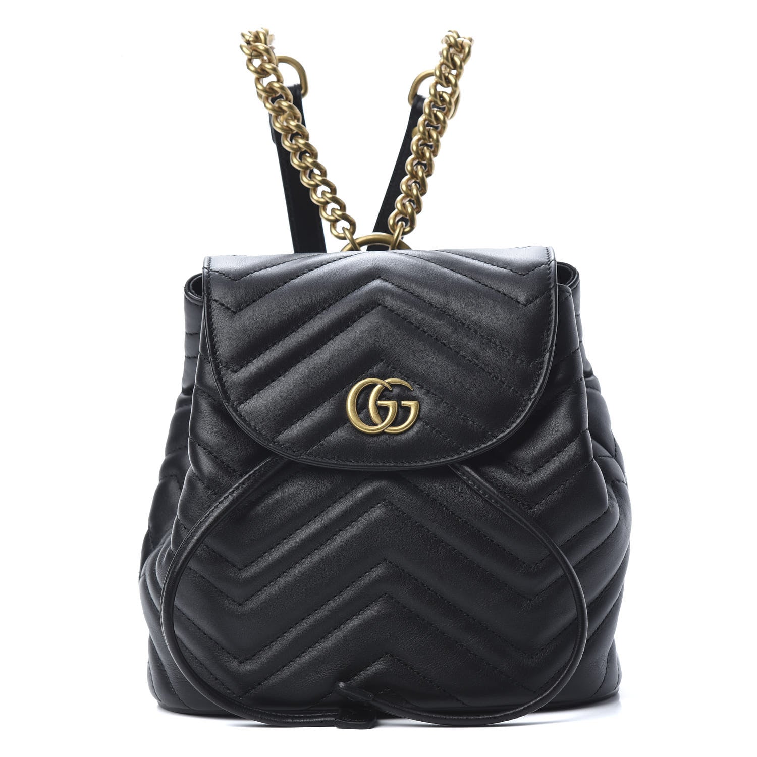 Gucci Calfskin Matelasse GG Marmont Flap Backpack Black 1 of 9