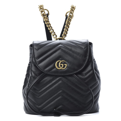 Gucci Calfskin Matelasse GG Marmont Flap Backpack Black 1 of 9