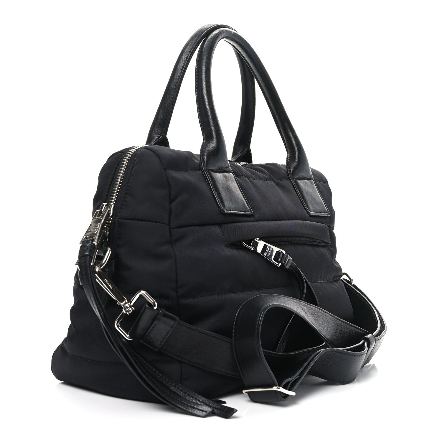 Prada Tessuto Nylon Bomber Tote Black 3 of 9