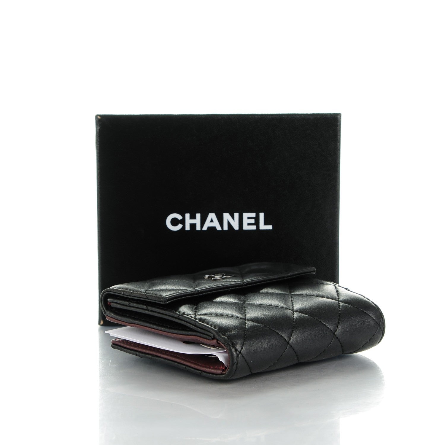 Chanel Lambskin Quilted Compact French Flap Wallet Black 4 of 9