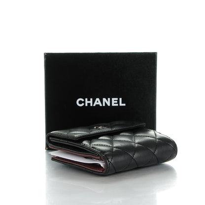 Chanel Lambskin Quilted Compact French Flap Wallet Black 4 of 9
