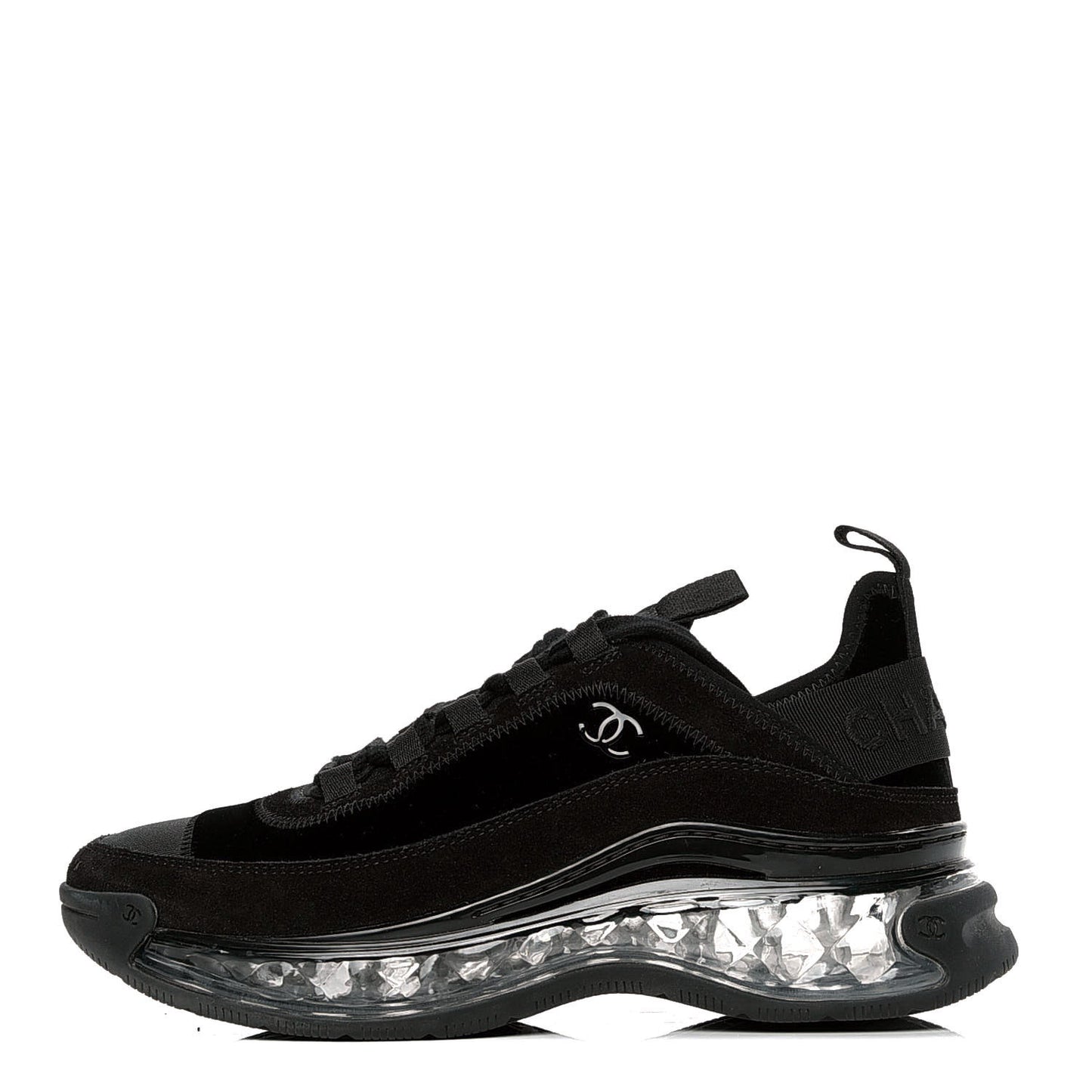 Suede Calfskin Velvet Grosgrain CC Sneakers 38 Black