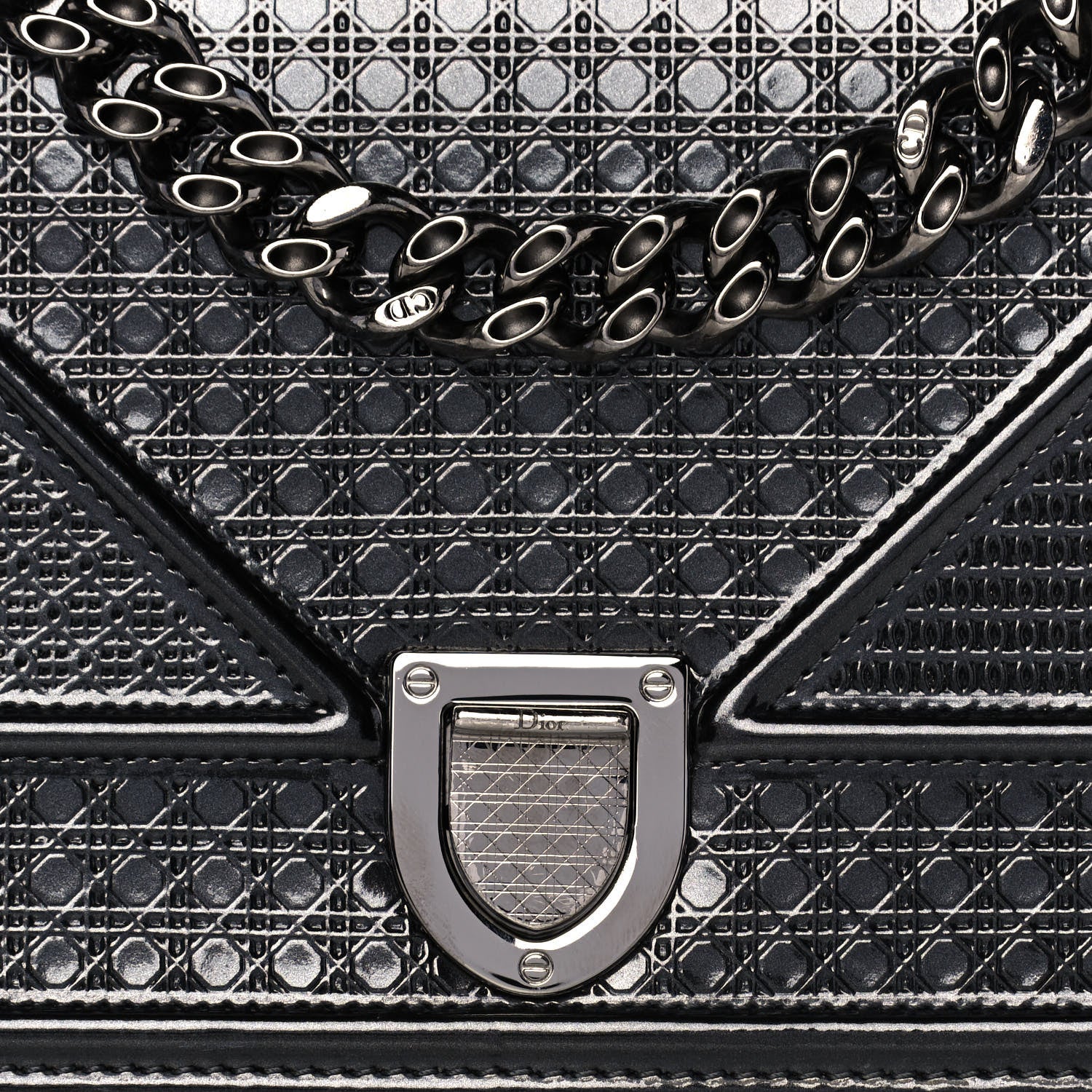 Christian Dior Metallic Patent Micro-Cannage Small Diorama Flap Bag Onyx Black 7 of 11