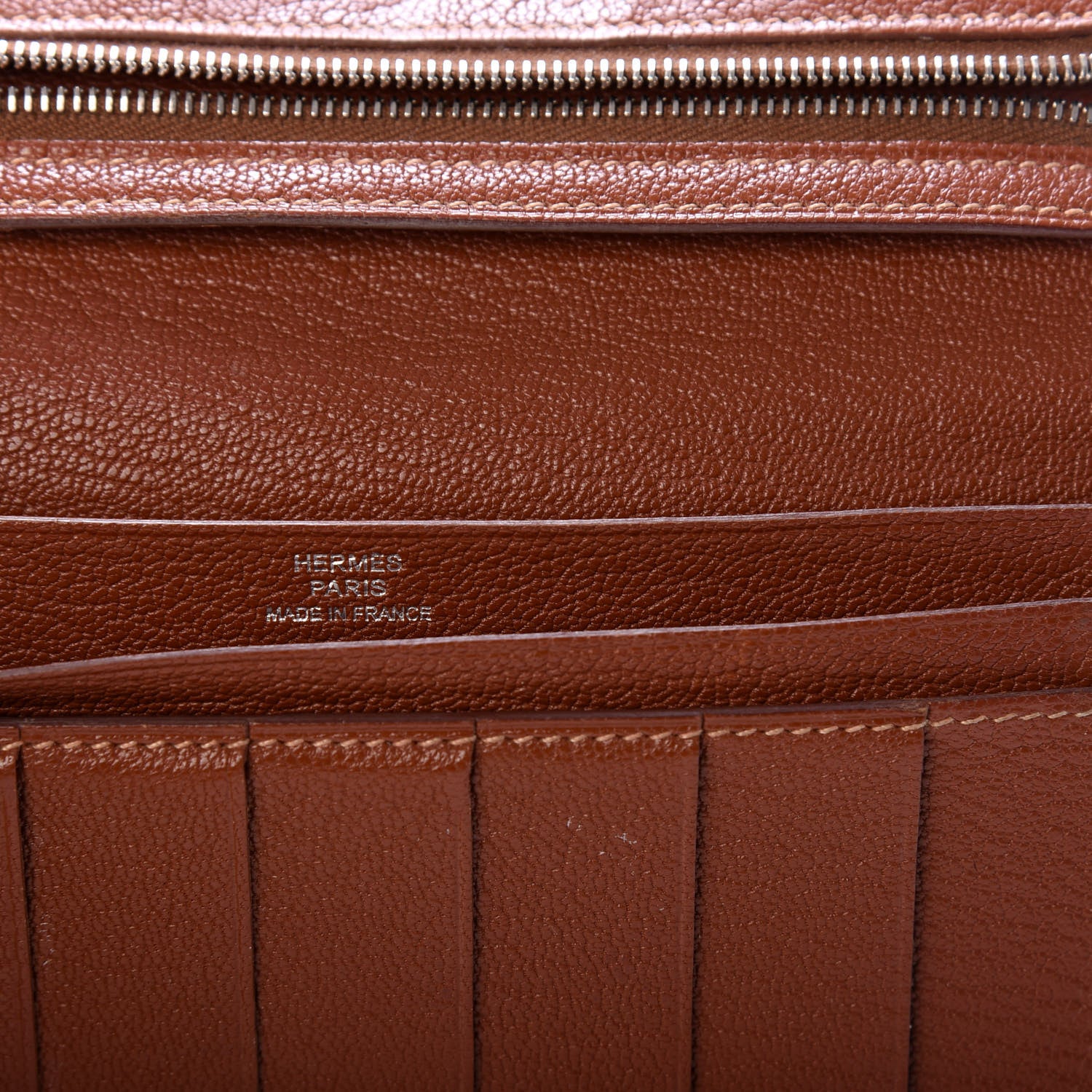 Hermes Chevre Mysore Bearn Gusset Wallet Noisette 6 of 7