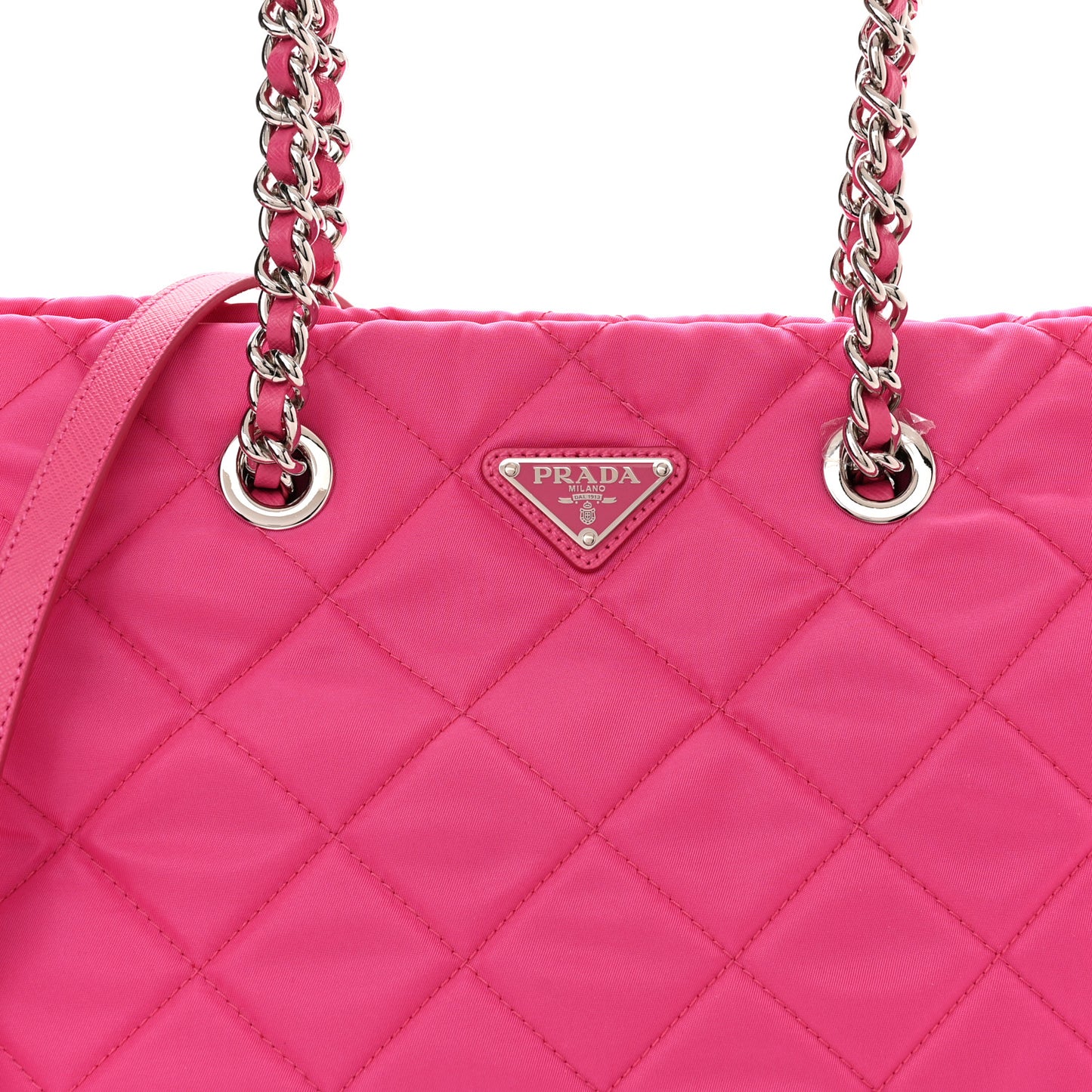 Tessuto Nylon Quilted Shopping Tote Fuxia