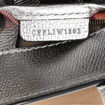 Burberry Metallic Calfskin Broguing Medium Banner Tote Silver 8 of 14