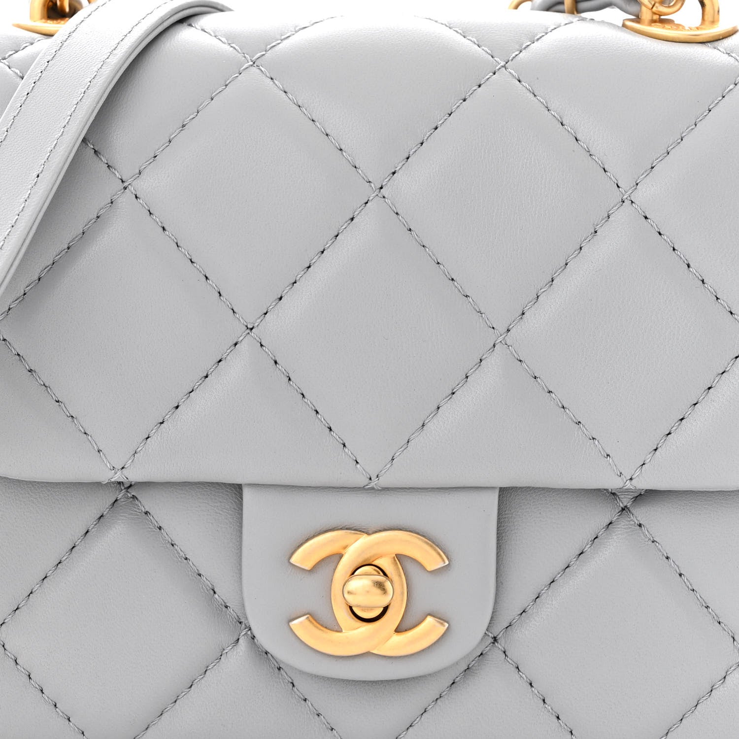 Chanel Lambskin Quilted Mini Flap Light Grey 8 of 11