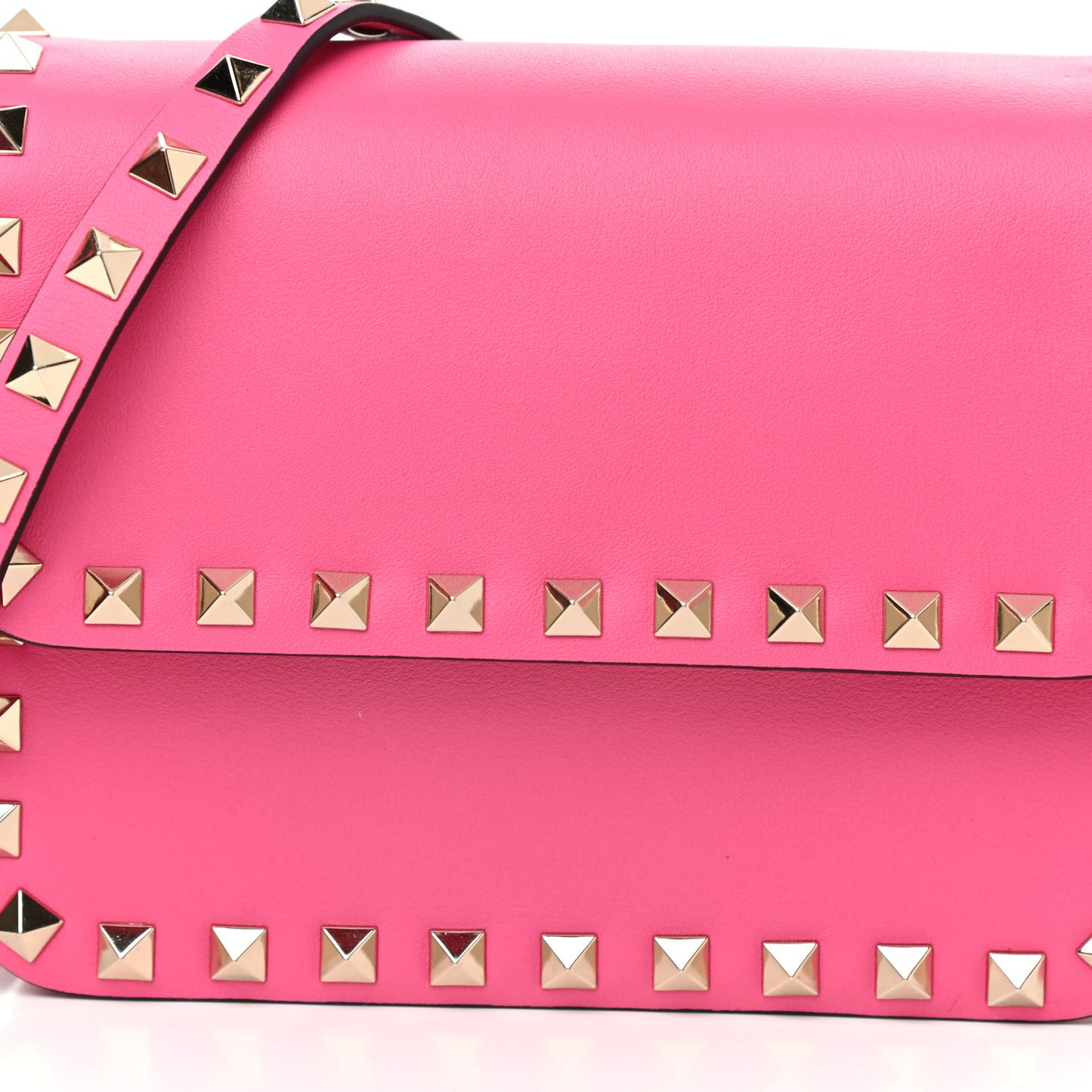 Vitello Rockstud Flap Crossbody Bag Peony
