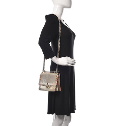 Fendi Vitello Catalan Mirror Scalloped Multi Studded Small Kan I Shoulder Bag Champagne 2 of 12