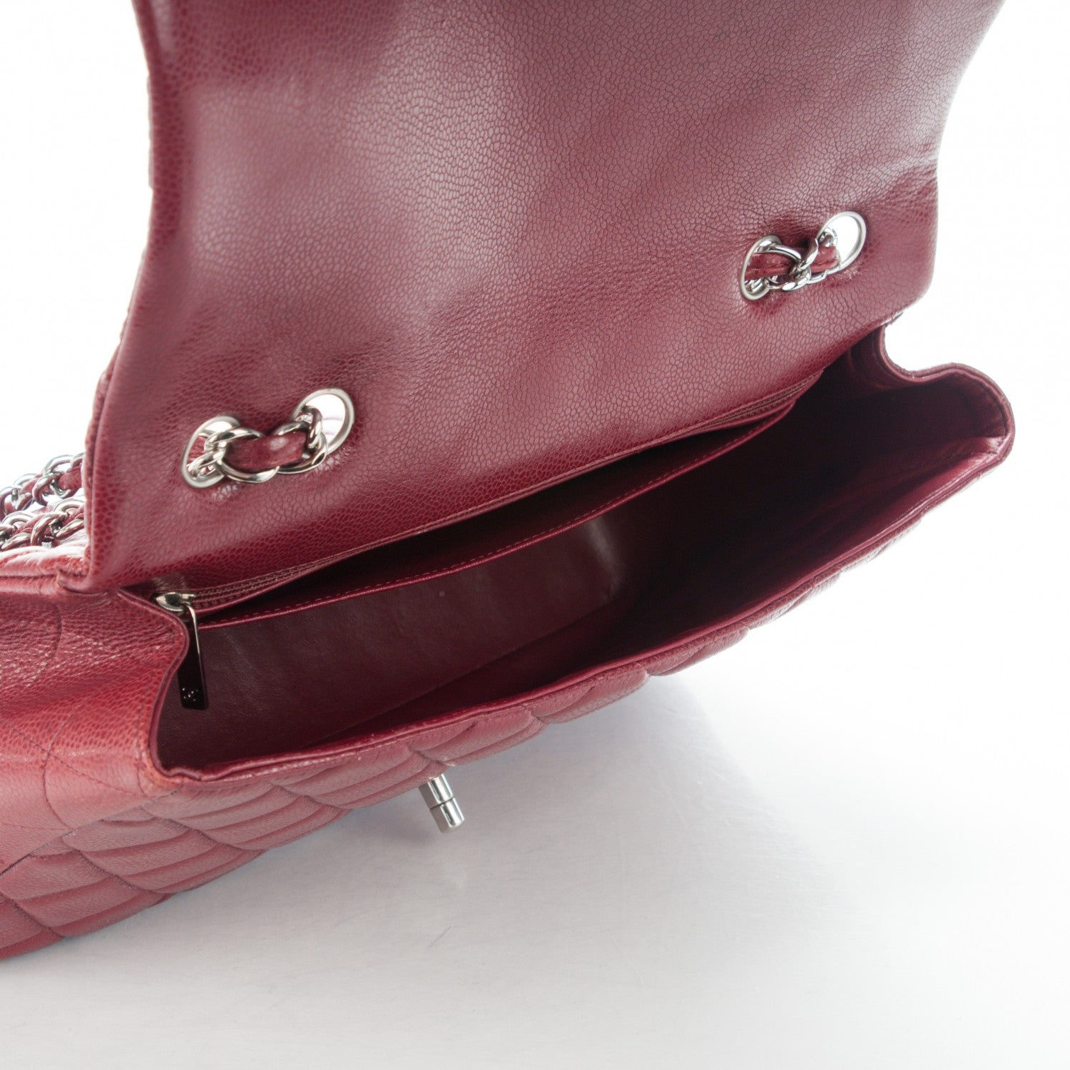 Chanel Caviar Quilted Jumbo Single Flap Dark Red 5 of 7