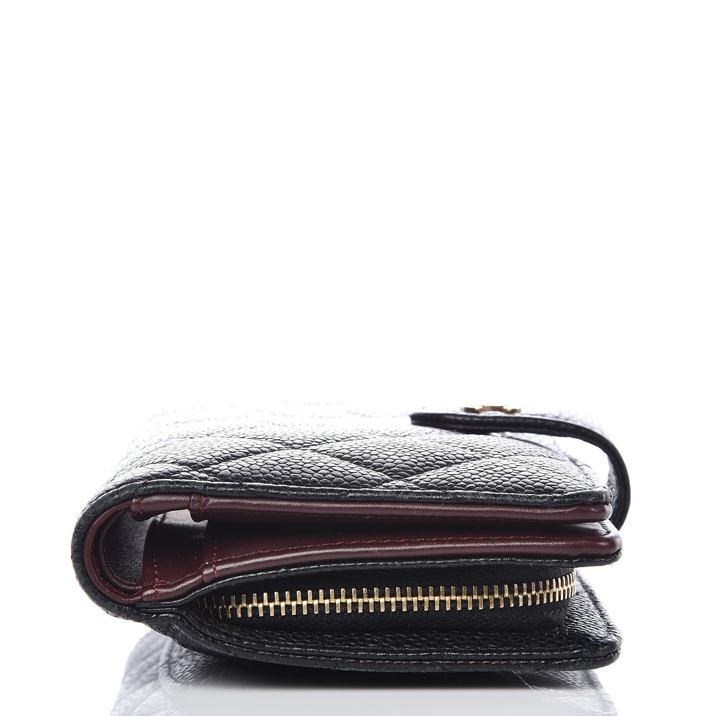Caviar Quilted Zipped Pocket Wallet Black