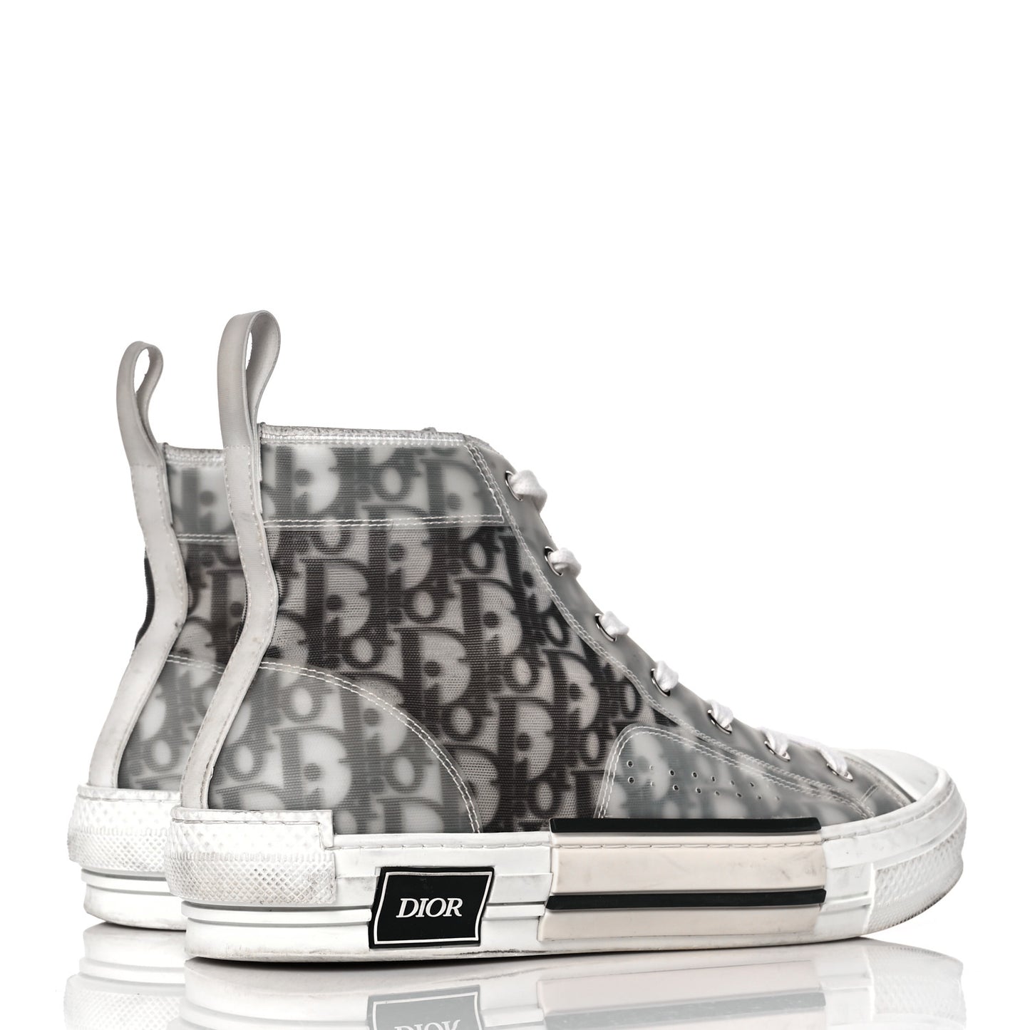 Technical Canvas Oblique Mens B23 High Top Sneakers 43 White Black