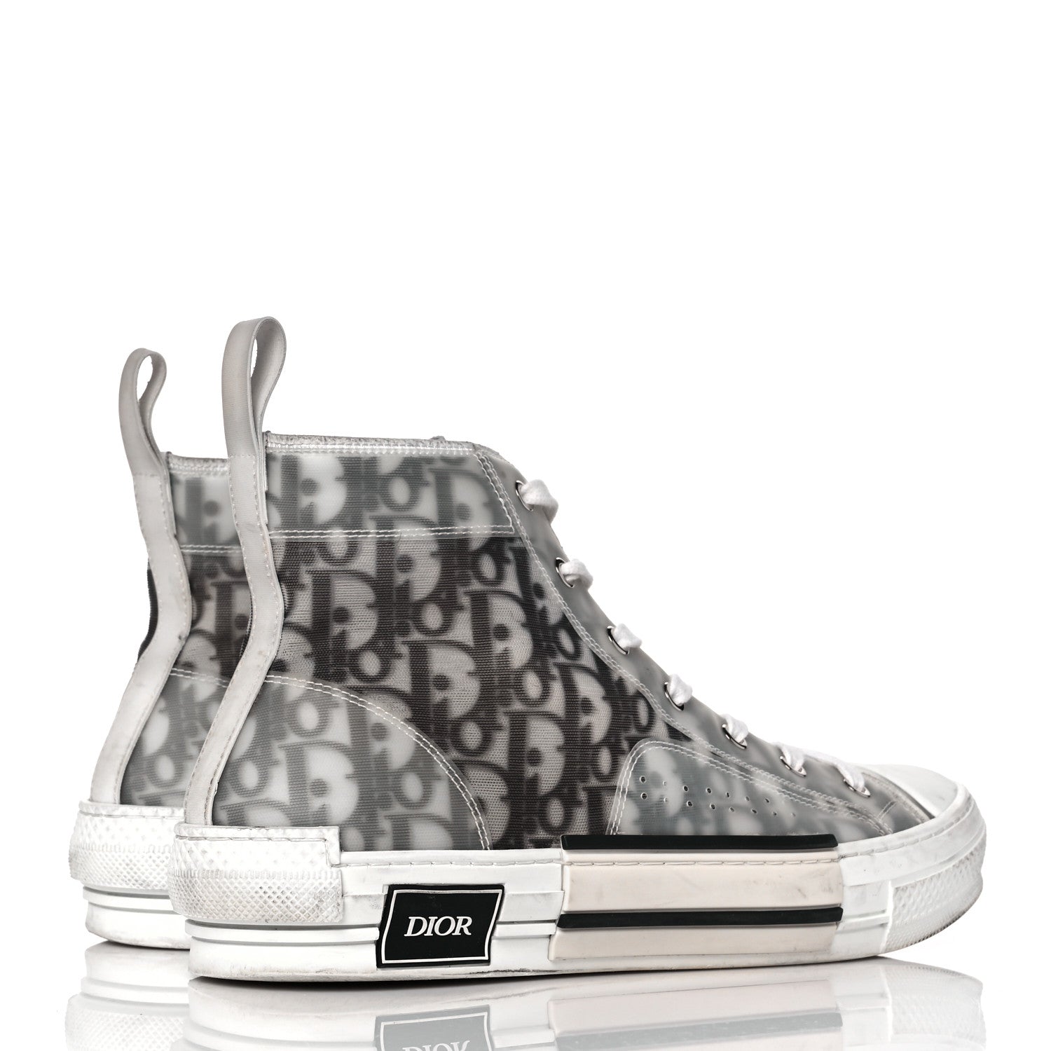 Christian Dior Technical Canvas Oblique Mens B23 High Top Sneakers 43 White Black 4 of 9