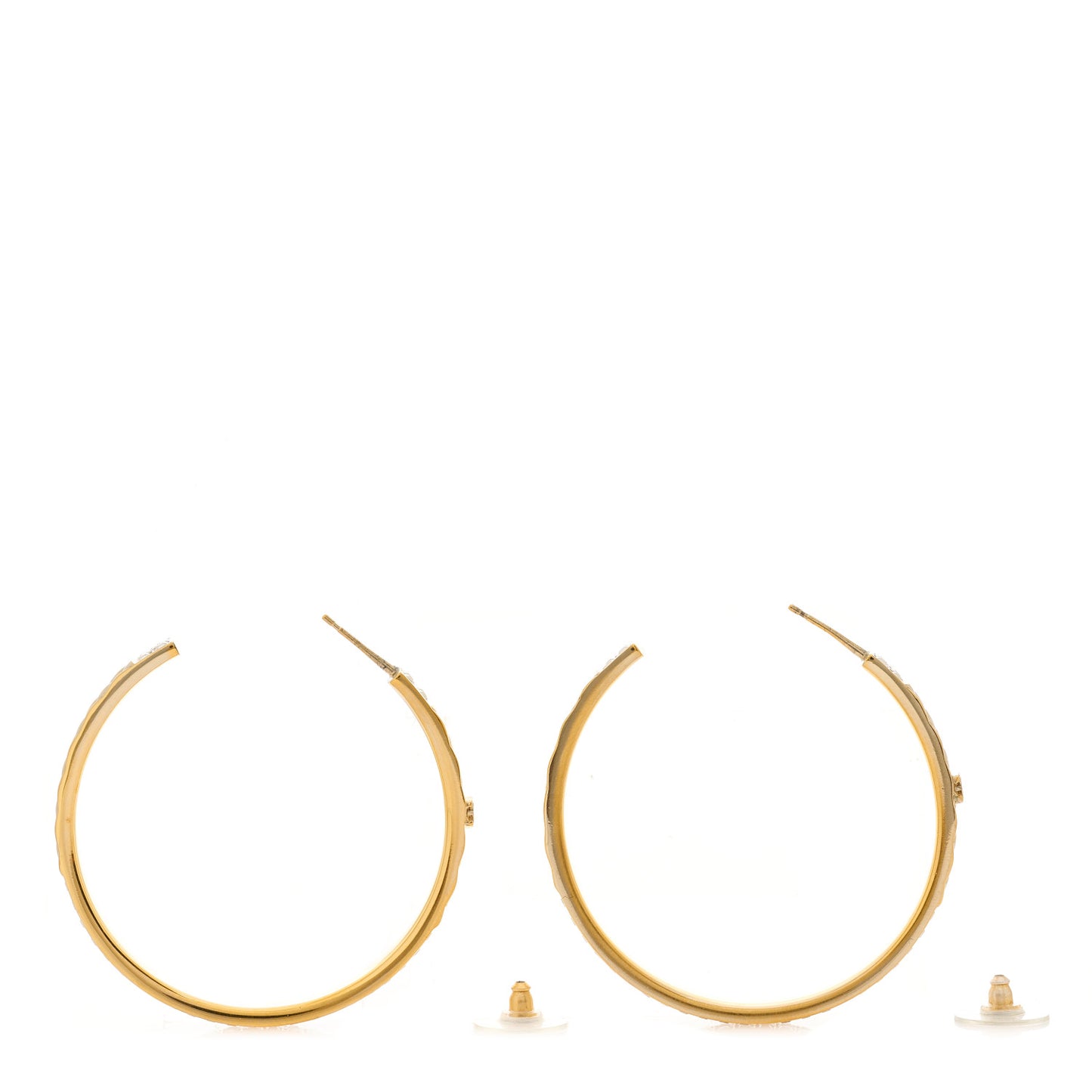 Crystal Quilted CC Hoop Earrings Gold