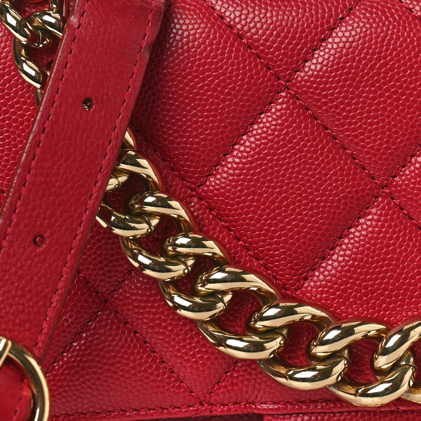 Caviar Quilted Small Studded Flap Red