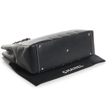 Chanel Leather Contrast Stitch Surpique Shoulder Bag Navy 4 of 8