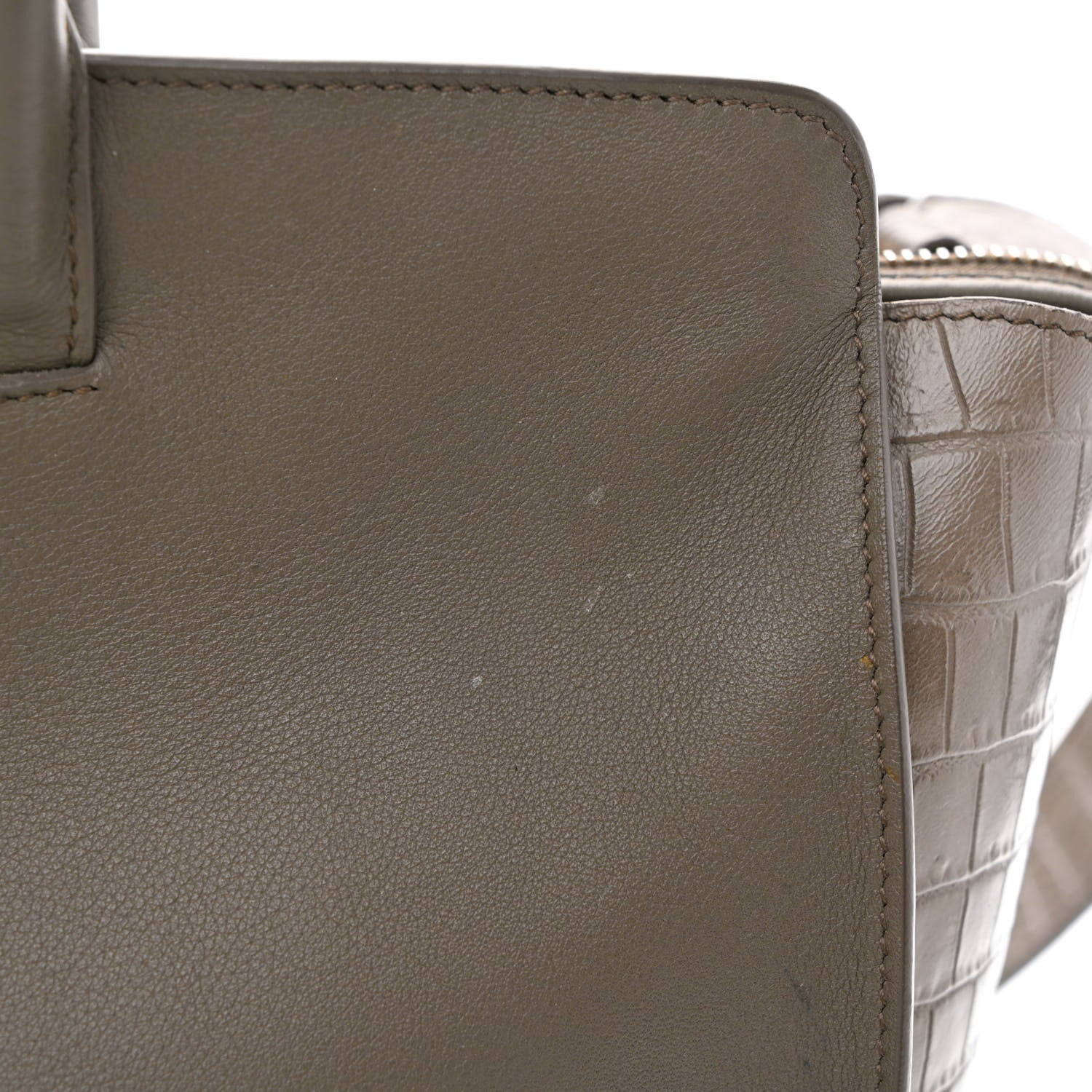 Saint Laurent Calfskin Crocodile Embossed Small Monogram Downtown Cabas Earth 15 of 15