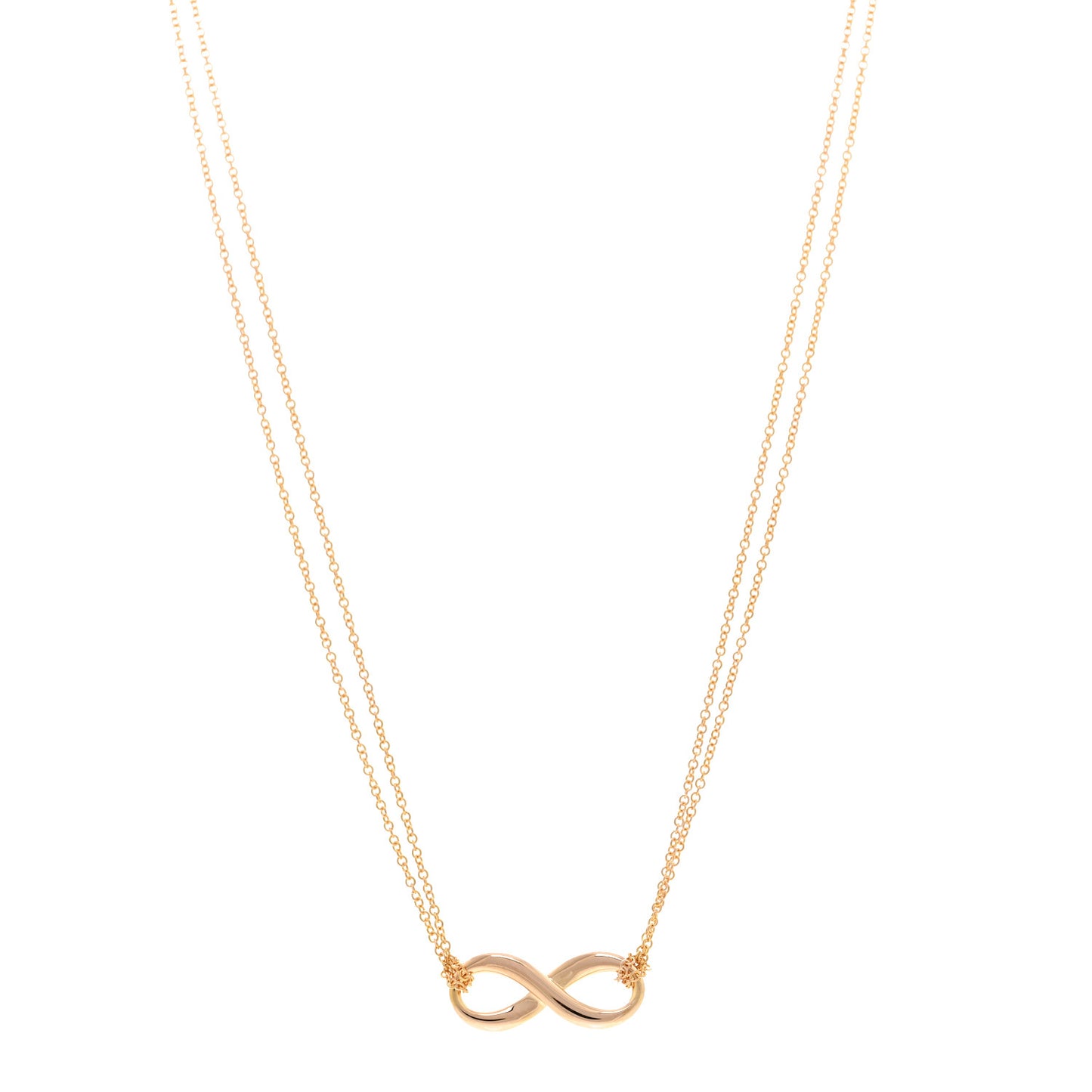 18K Rose Gold Infinity Double Chain Pendant Necklace