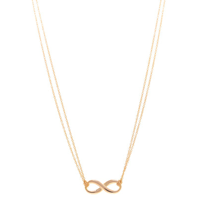 Tiffany 18K Rose Gold Infinity Double Chain Pendant Necklace 1 of 4