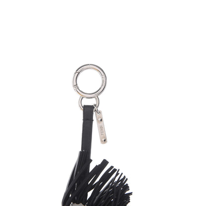 Fendi Lambskin Fox Fur Super Karlito Pom Pom Bag Charm Black White 5 of 6