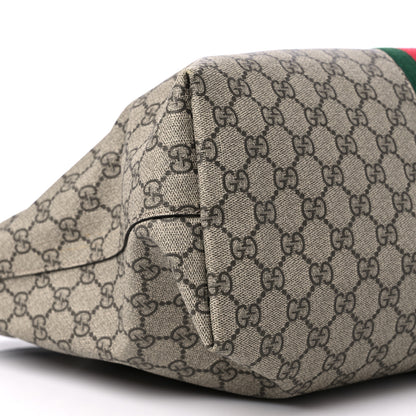 Gucci GG Supreme Monogram Textured Calfskin Web Medium Ophidia Shopping Tote Beige Ebony New Acero 8 of 11