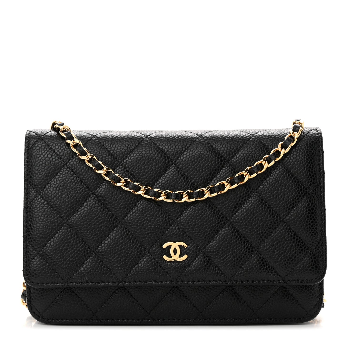 Caviar Quilted Wallet on Chain WOC Black