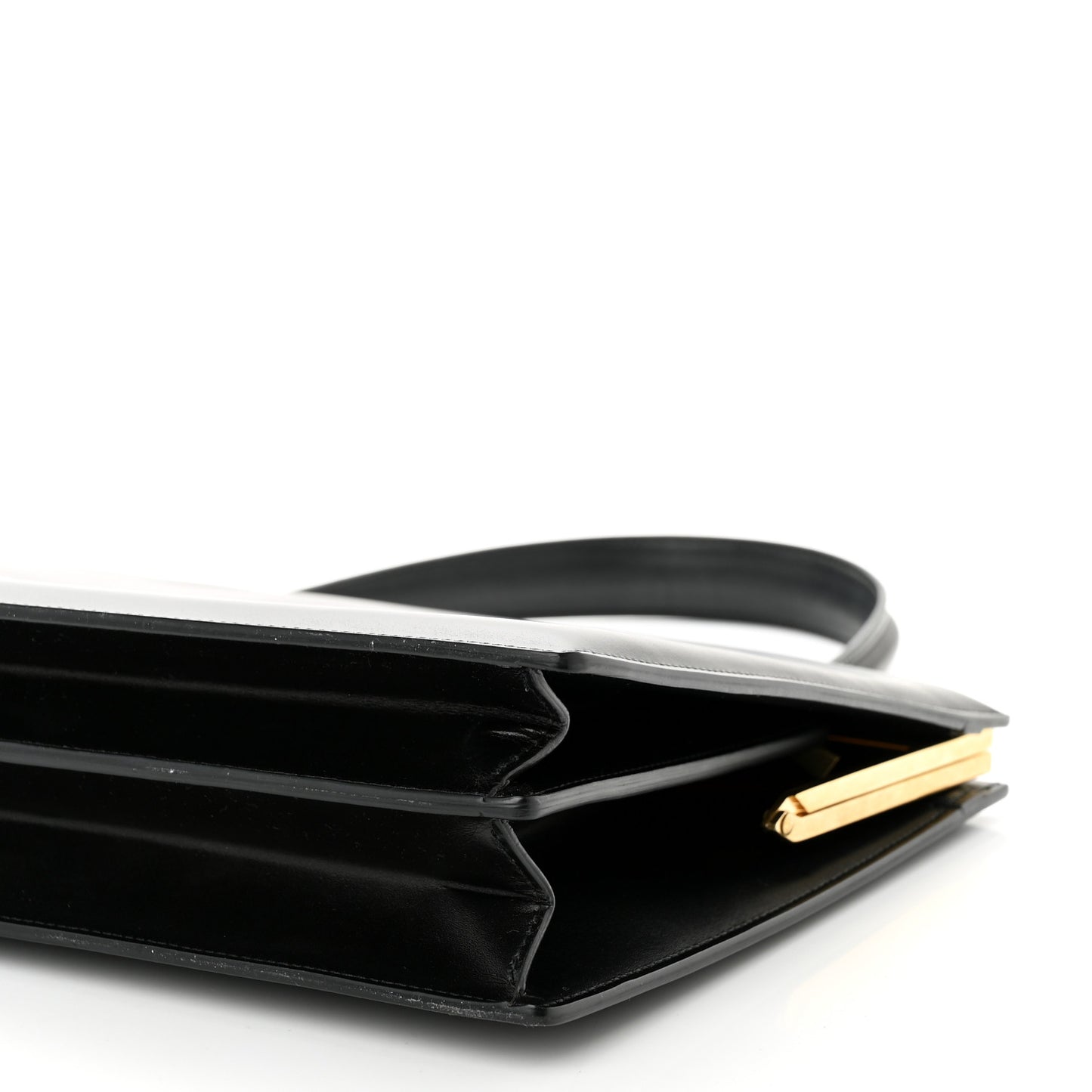 Box Calfskin Medium Clasp Bag Black