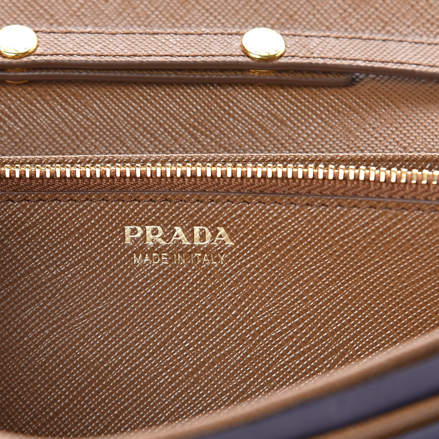 Prada Saffiano Metal Chain Wallet Caramel 6 of 10