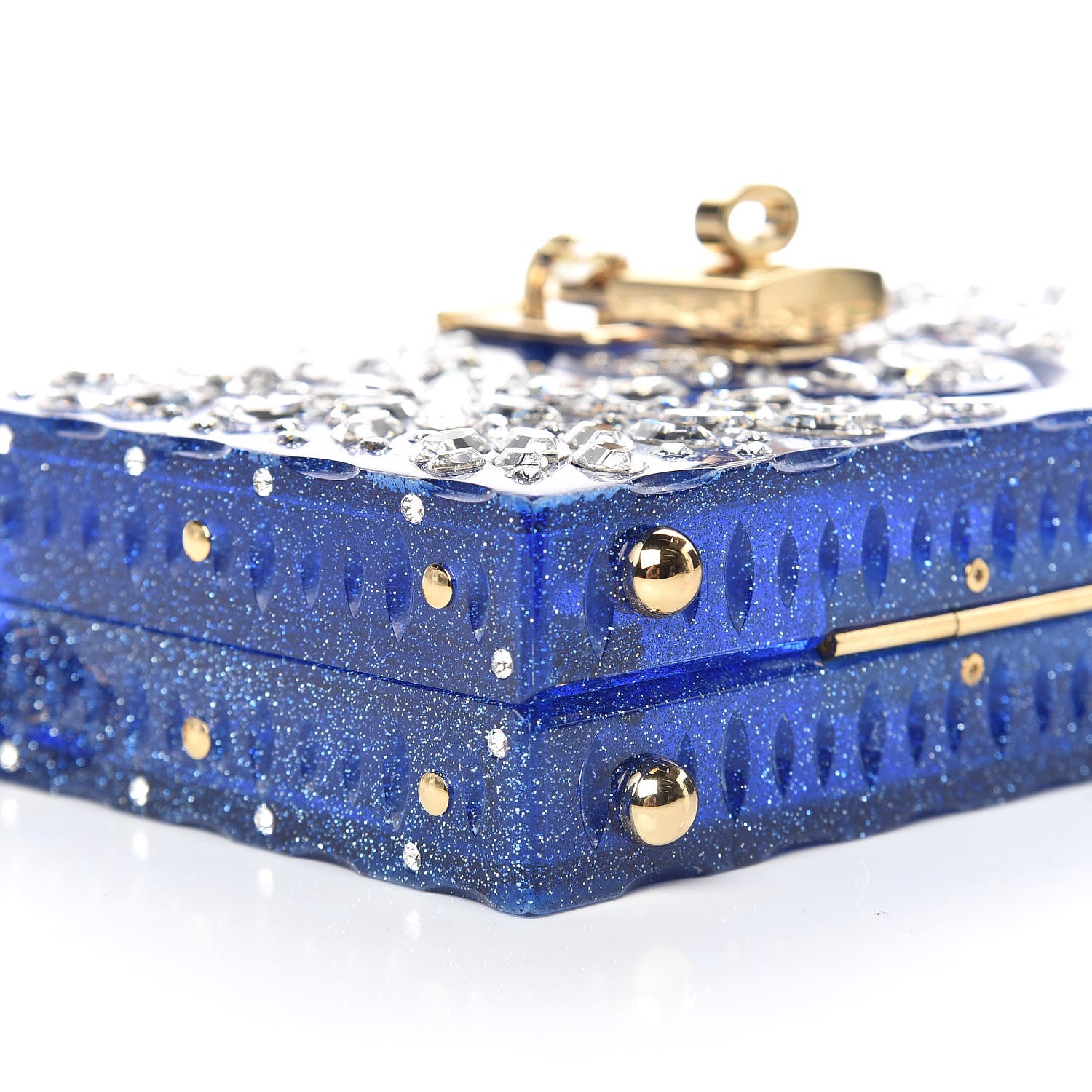 Dolce & Gabbana Crystal Embellished Plexiglass Dolce Box Clutch Blue 7 of 10