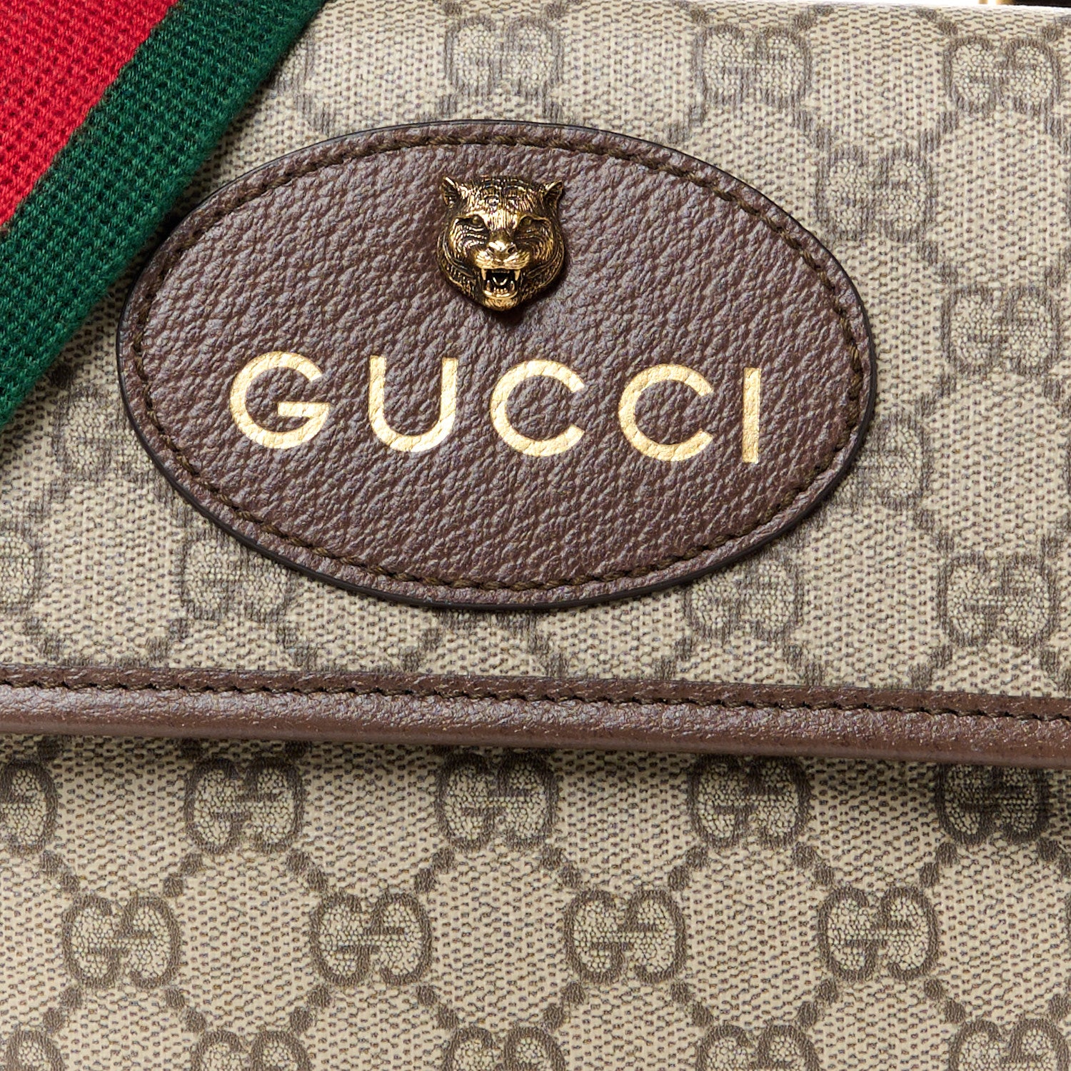 Gucci GG Supreme Monogram Web Small Neo Vintage Double Flap Messenger Bag Beige New Acero 10 of 12