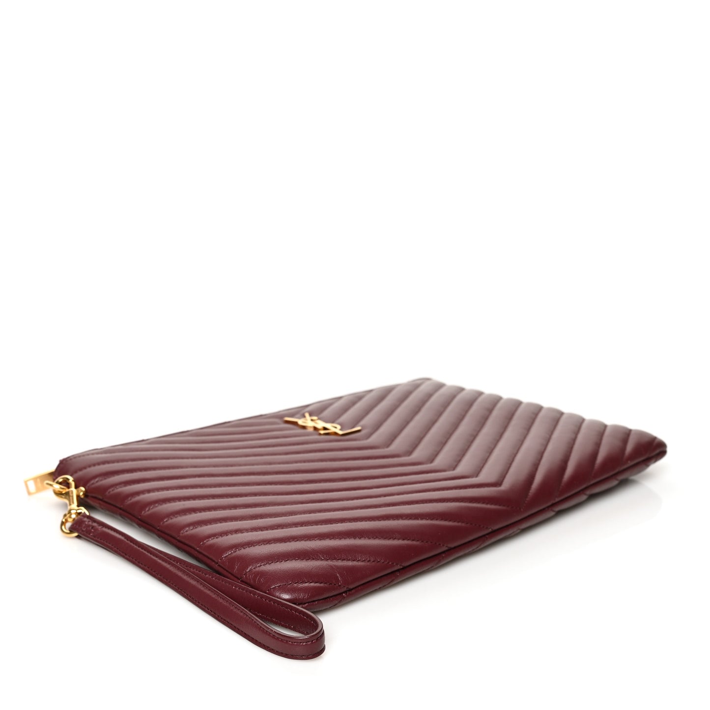 Calfskin Matelasse Monogram Cassandre Tablet Pouch Rouge Legion