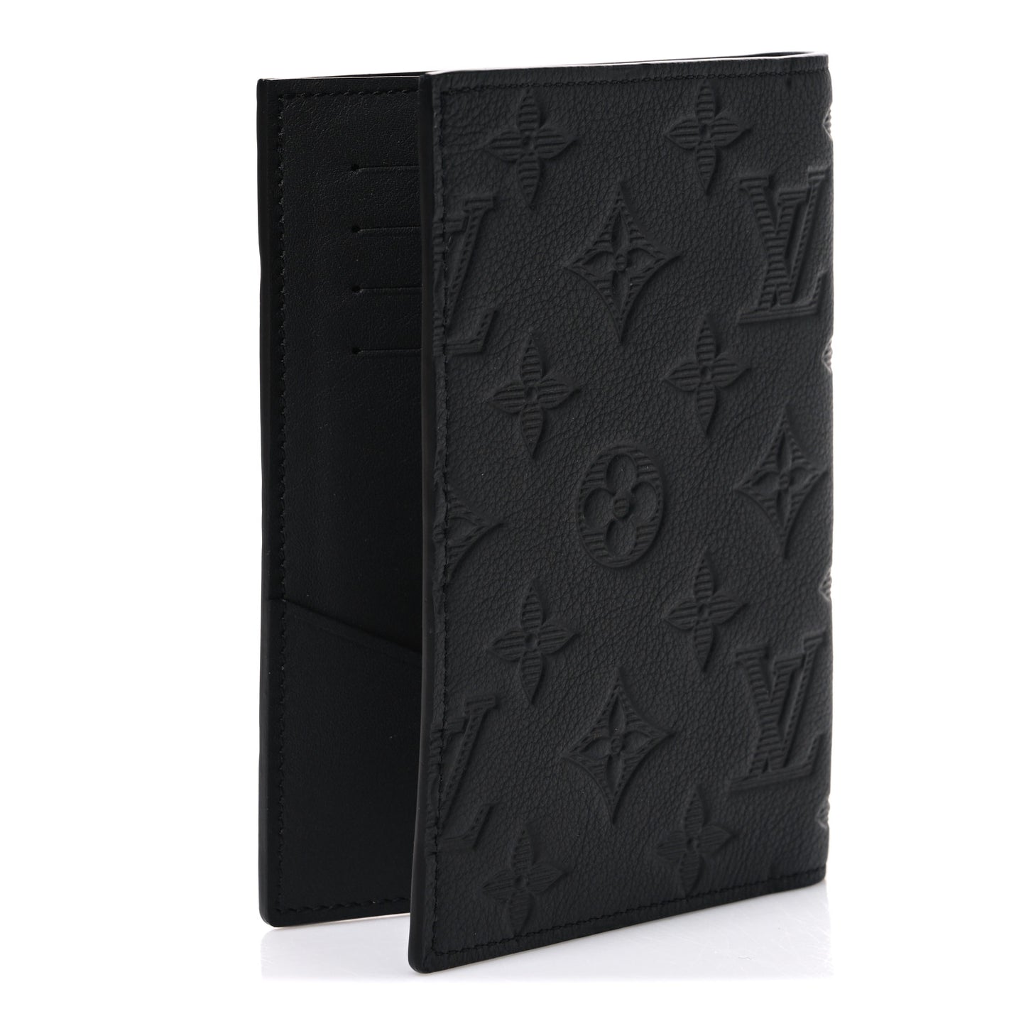 Calfskin Monogram Shadow Passport Cover Black