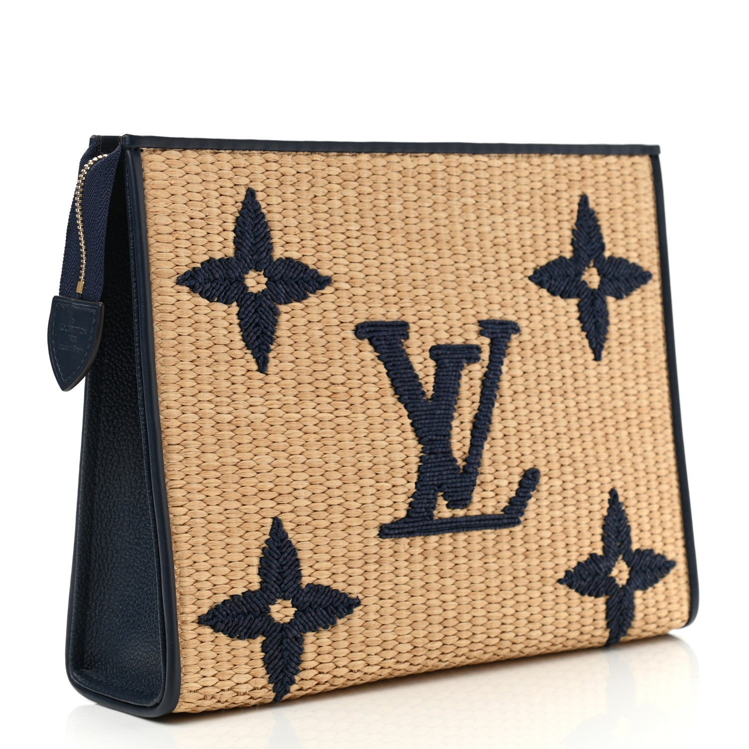 Louis Vuitton Raffia Calfskin Monogram Giant Toiletry Pouch 26 Blue 3 of 6