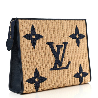 Louis Vuitton Raffia Calfskin Monogram Giant Toiletry Pouch 26 Blue 3 of 6