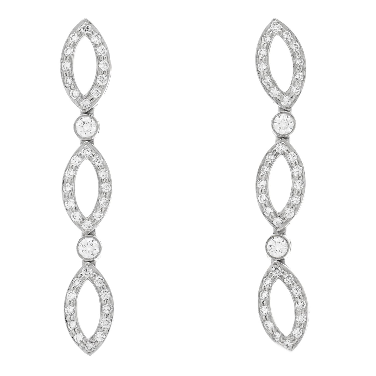 Platinum Diamond Marquise Drop Earrings