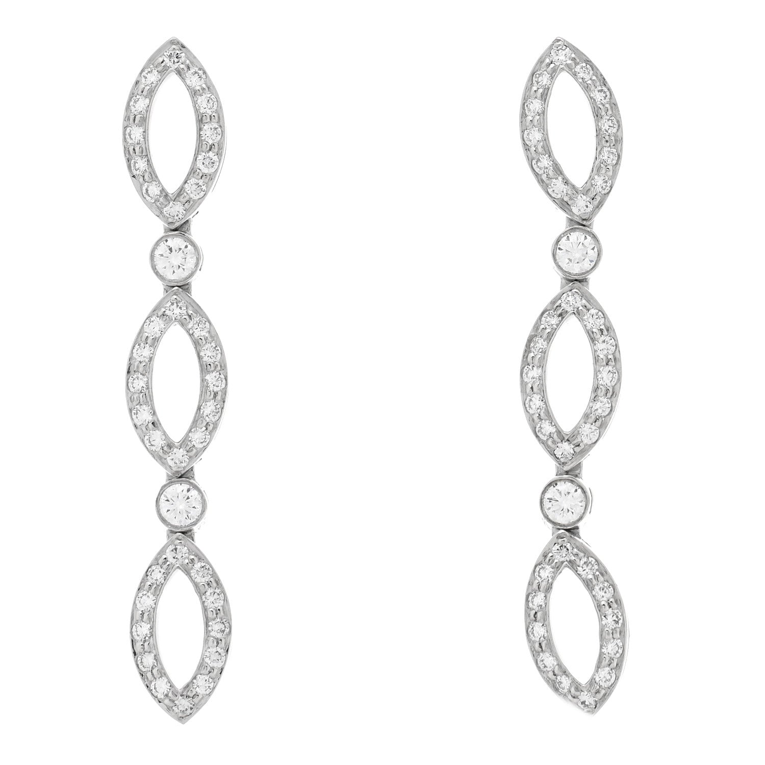 Tiffany Platinum Diamond Marquise Drop Earrings 1 of 5
