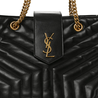 Saint Laurent Calfskin Y Quilted Monogram Large Loulou Shopper Black 8 of 10