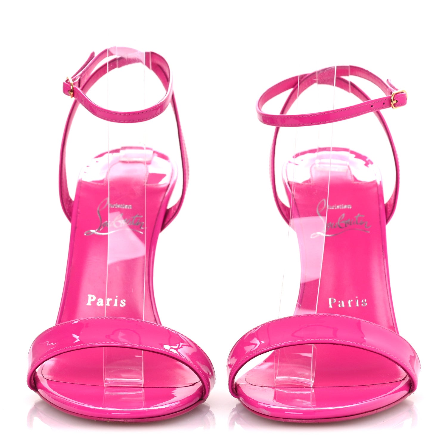 Christian Louboutin Patent Glossy Lipgloss Queen 100 Sandals 39.5 Fuchsia 3 of 11